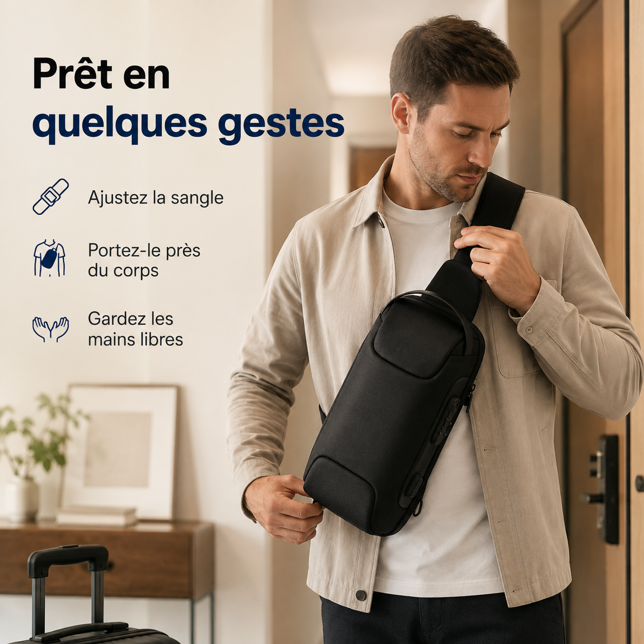 VeyraCarry Secure Travel Sling | Sac compact pour garder vos essentiels près de vous en déplacement