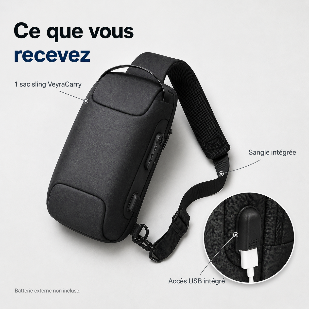 VeyraCarry Secure Travel Sling | Sac compact pour garder vos essentiels près de vous en déplacement