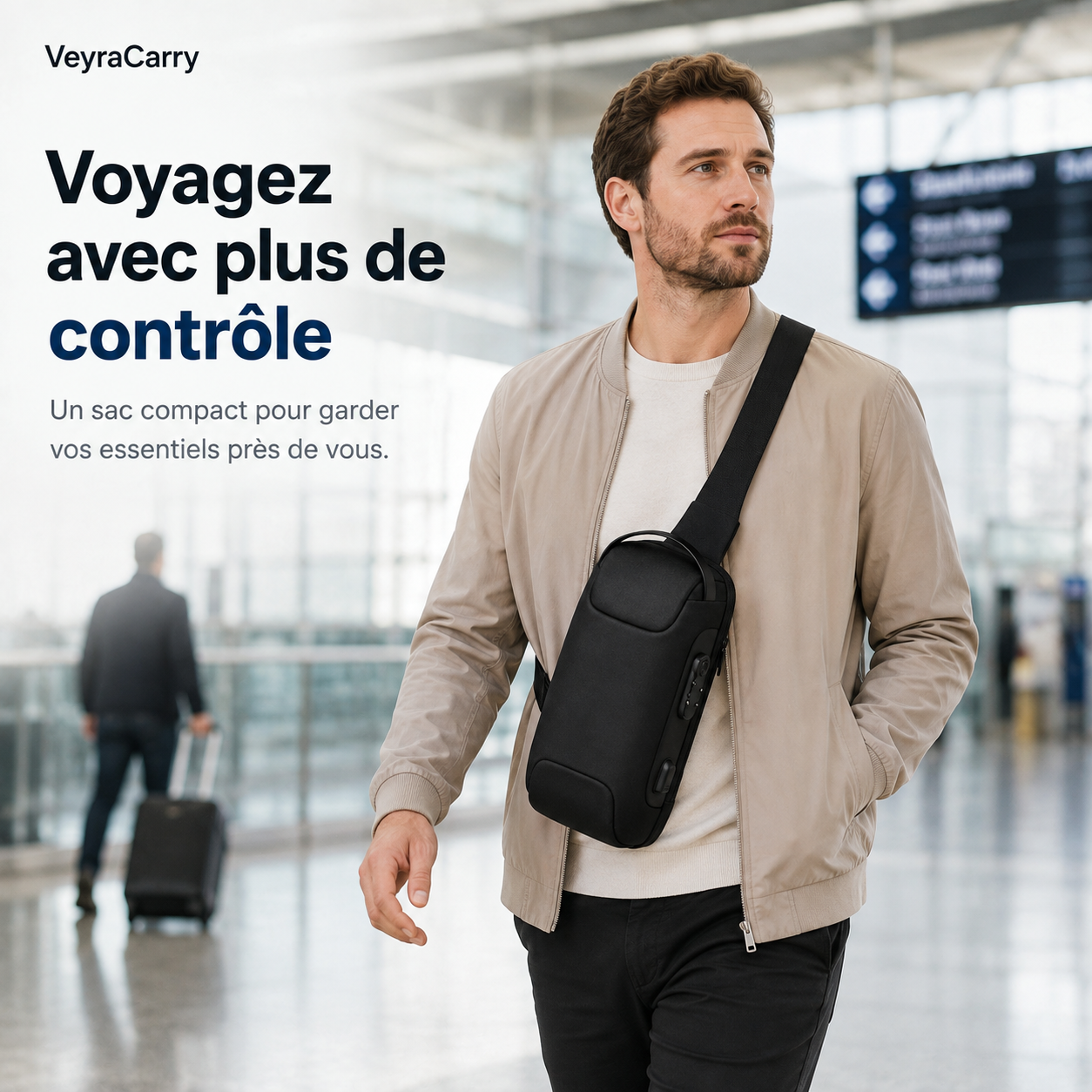 VeyraCarry Secure Travel Sling | Sac compact pour garder vos essentiels près de vous en déplacement