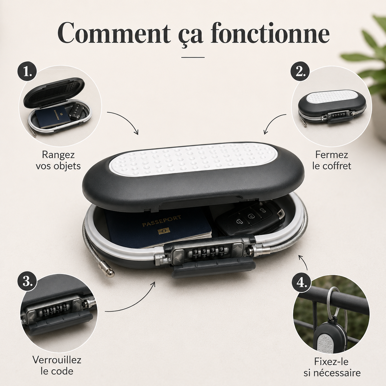 VeyraCarry Portable Travel Safe | Coffret à code compact pour vos objets de valeur